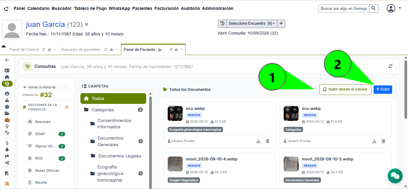 Botones de Subida de archivos