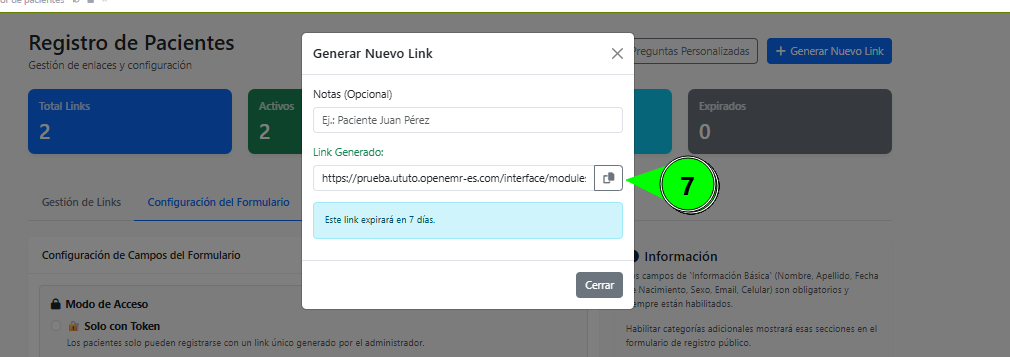 Generar Link Alta Paciente