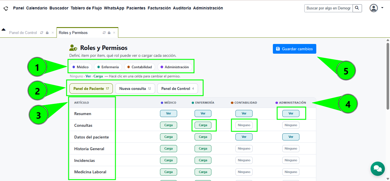 Configuración de roles y permisos